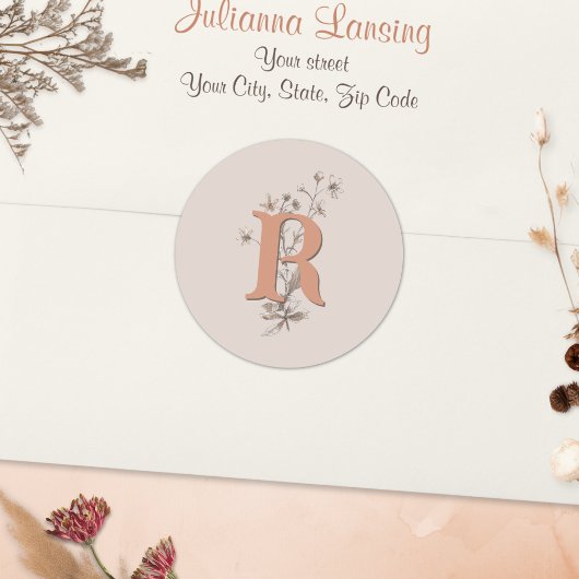 Autocollant de l'enveloppe mariage Rustic Boho Fle