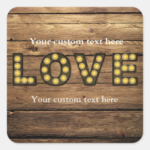 Autocollant de lettre éclairée LOVE Rustique Campa