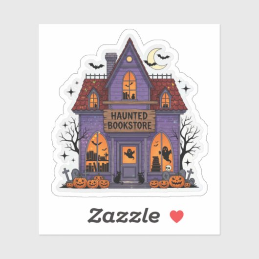 Autocollant de librairie hantée - Joli Halloween É (Feuille)
