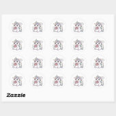Autocollant de licorne kawaii mignonne mangeant un (Feuille)