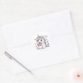 Autocollant de licorne kawaii mignonne mangeant un (Enveloppe)