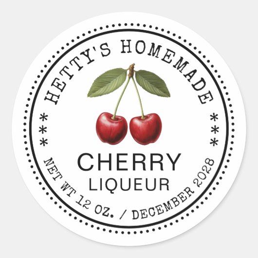 Autocollant de liqueur de cerise avec des cerises (Devant)