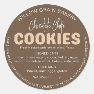 Autocollant de liste d'ingrédients de cookie de co