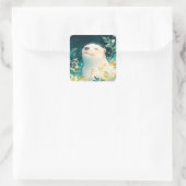 Autocollant de loutre paisible avec des fleurs (Sac)