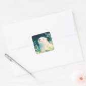 Autocollant de loutre paisible avec des fleurs (Enveloppe)