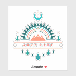 autocollant de lune arc-en-ciel auke lake alaska