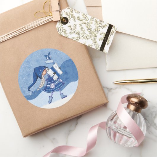 Autocollant de lutin de Noël avec cadeaux (Cadeaux)