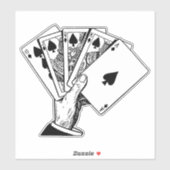 Autocollant de main de poker vintage Royal Flush (Feuille)