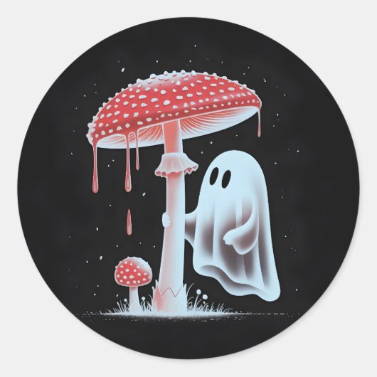Autocollant de maison hantée mignonne avec champig (Devant)