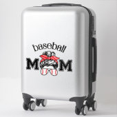 Autocollant de maman de baseball – Lunettes de bas (Sur valise)