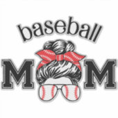 Autocollant de maman de baseball – Lunettes de bas (Devant)