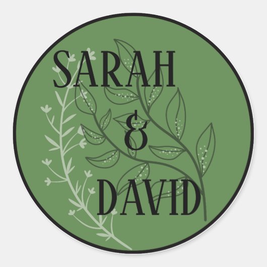 Autocollant de mariage à arche de vert sauge (Devant)