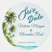 Autocollant de mariage à date fixe de plage tropic (Devant)
