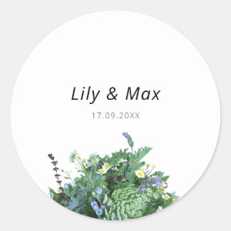 Autocollant de mariage à fleurs sauvages botanique