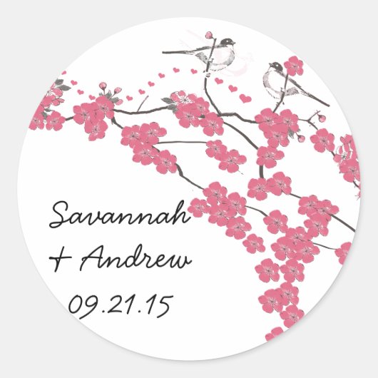 Autocollant de mariage à la fleur de cerisier de l (Devant)