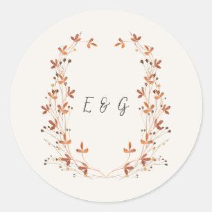 Autocollant de mariage à monogramme avec couronne