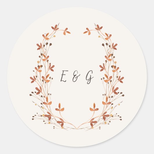 Autocollant de mariage à monogramme avec couronne  (Devant)