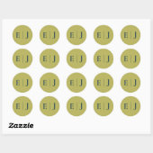 Autocollant de mariage à monogramme Chartreuse mod (Feuille)
