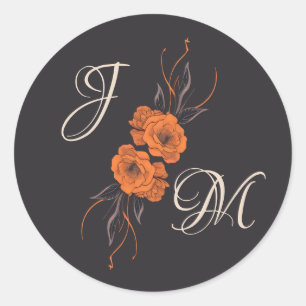 Autocollant de mariage à monogramme élégant avec f