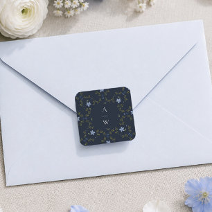 Autocollant de mariage à monogramme élégant Navy F