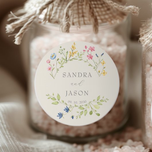Autocollant de mariage à monogramme floral