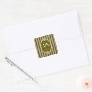 Autocollant de mariage à monogramme floral romanti