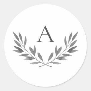 Autocollant de mariage à monogramme gris élégant O