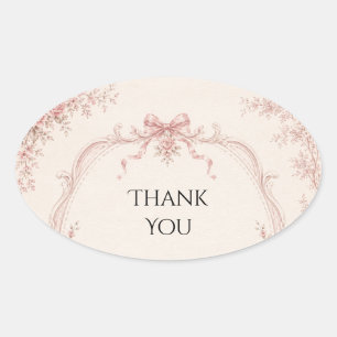 Autocollant de mariage à ruban rose toile français