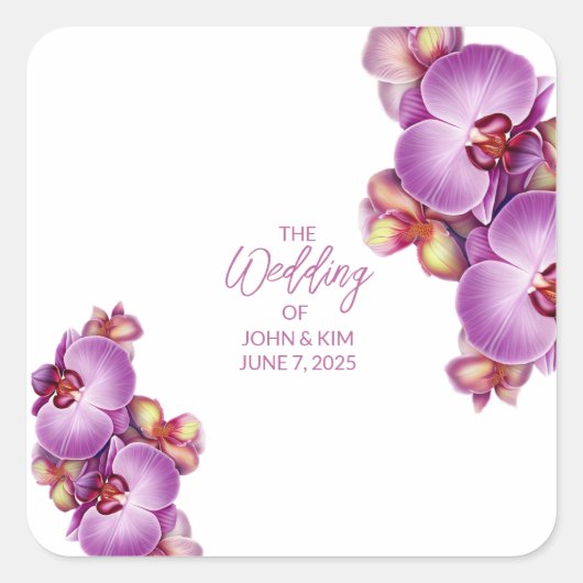 Autocollant de mariage aux orchidées (Devant)