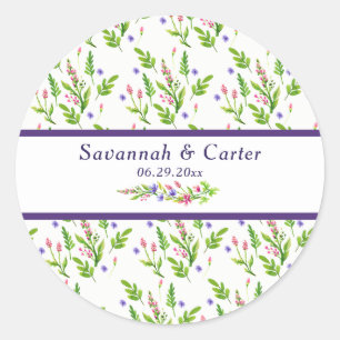 Autocollant de mariage avec des fleurs estivales t