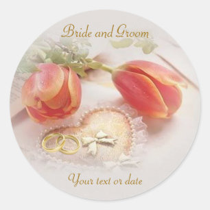 Autocollant de mariage avec des tulipes, des