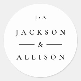 Autocollant de mariage avec monogramme et nom de c