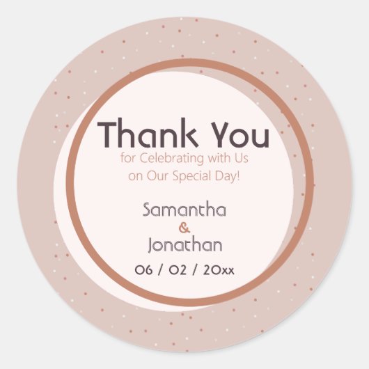 Autocollant de mariage beige à pois et cercles (Devant)