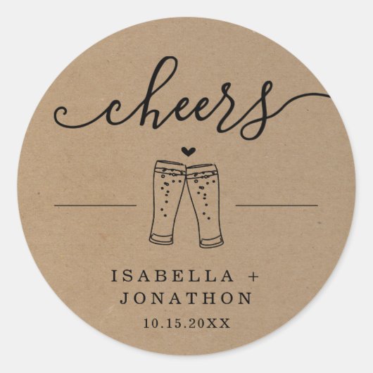 Autocollant de mariage bière Cheers (Devant)