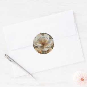 Autocollant de mariage blanc et or minimaliste mod