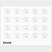 Autocollant de mariage blanc points pailletés or (Feuille)