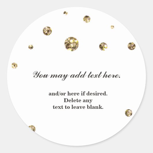 Autocollant de mariage blanc points pailletés or (Devant)