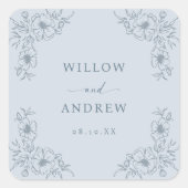 Autocollant de mariage bleu vintage (Devant)