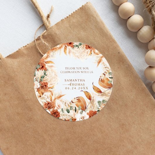 Autocollant de mariage bohème à l'aquarelle élégan