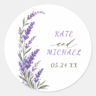 Autocollant de mariage bohème floral lavande rusti