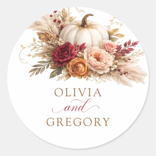 Autocollant de mariage boho Citrouille Floral Auto (Devant)