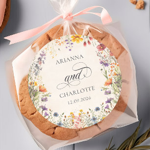 Autocollant de mariage botanique à fleurs sauvages