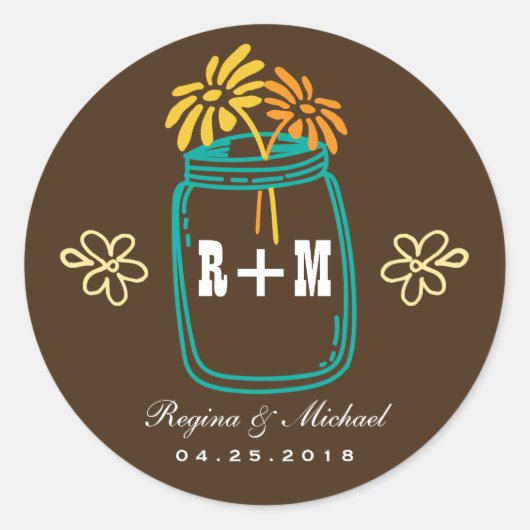 Autocollant de Mariage campagnard à fleur rustique (Devant)