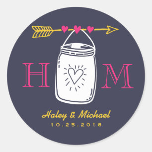 Autocollant de Mariage campagnard Mason Jar vintag