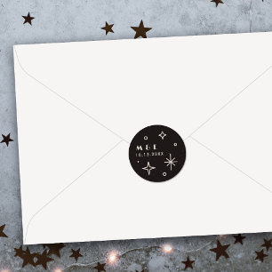 Autocollant de mariage céleste Black Moon & Stars