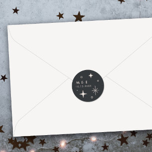 Autocollant de mariage céleste Gray Moon & Stars