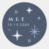 Autocollant de mariage céleste Lune et Étoiles Ble (Devant)