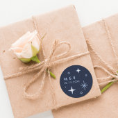 Autocollant de mariage céleste Lune et Étoiles Ble