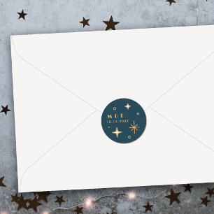 Autocollant de mariage céleste Lune et Étoiles sar