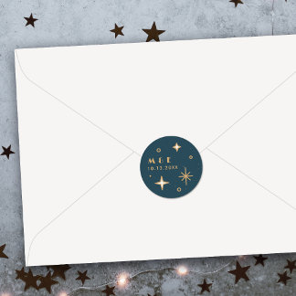 Autocollant de mariage céleste Lune et Étoiles sar